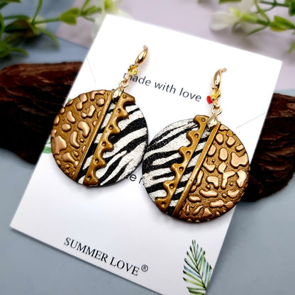 Round Zebra Earrings