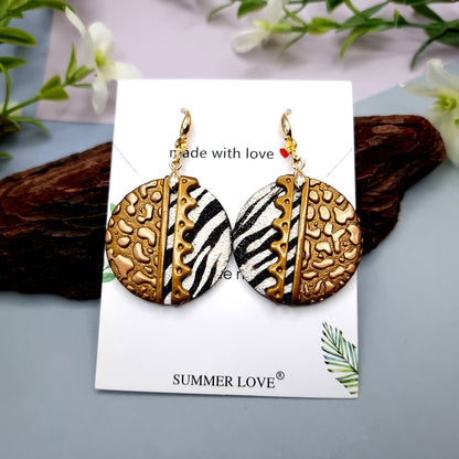 Round Zebra Earrings