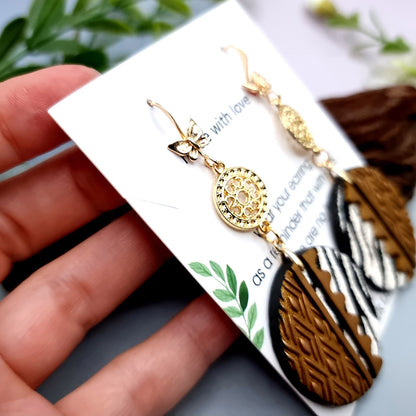 Round Long Earrings with Zebra Print