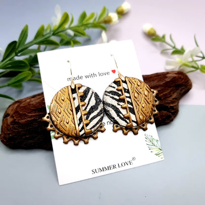 Round Outstanding Earrings with Zebra Print