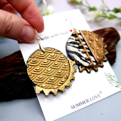 Round Outstanding Earrings with Zebra Print