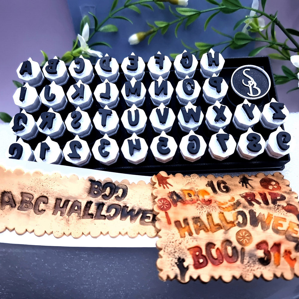 ABC Stamps - Halloween Style - English Alphabet and Digits in Convenient Box