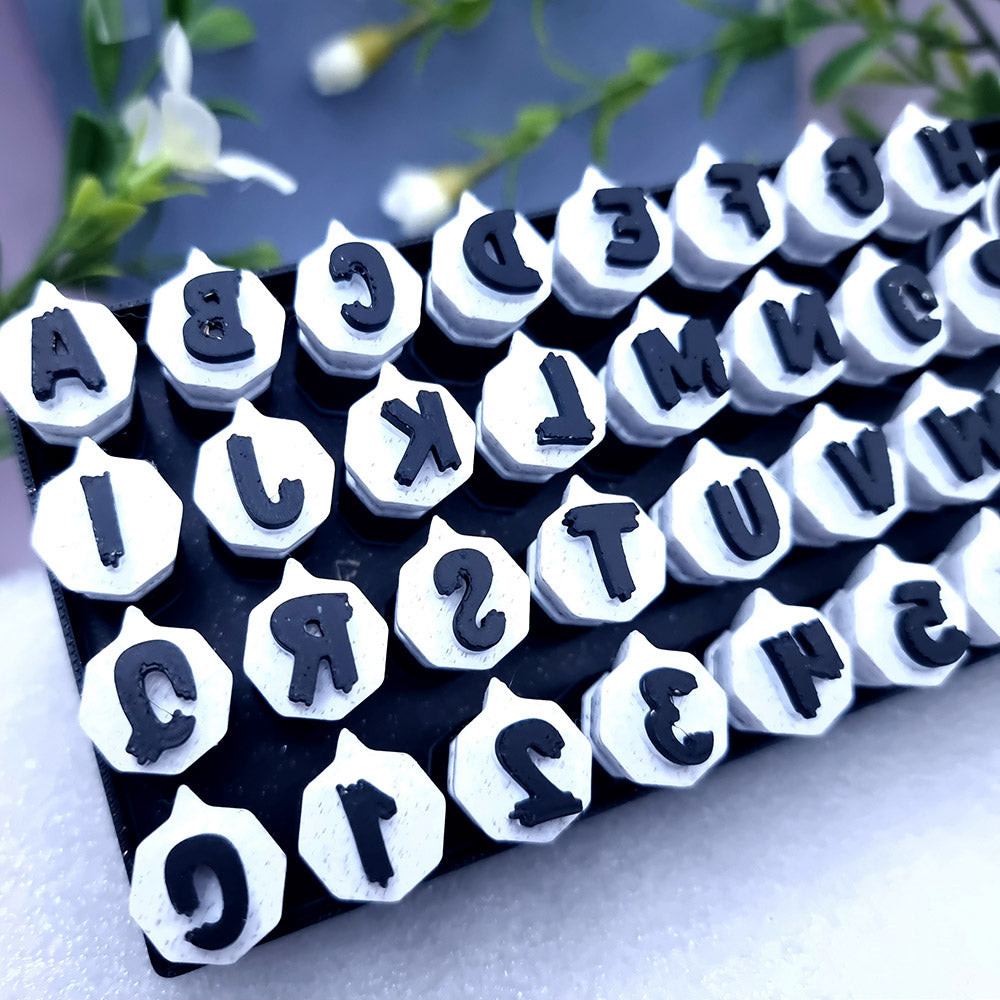 ABC Stamps - Halloween Style - English Alphabet and Digits in Convenient Box