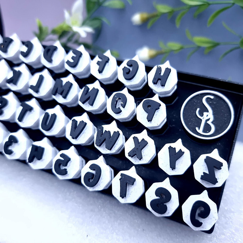 ABC Stamps - Halloween Style - English Alphabet and Digits in Convenient Box