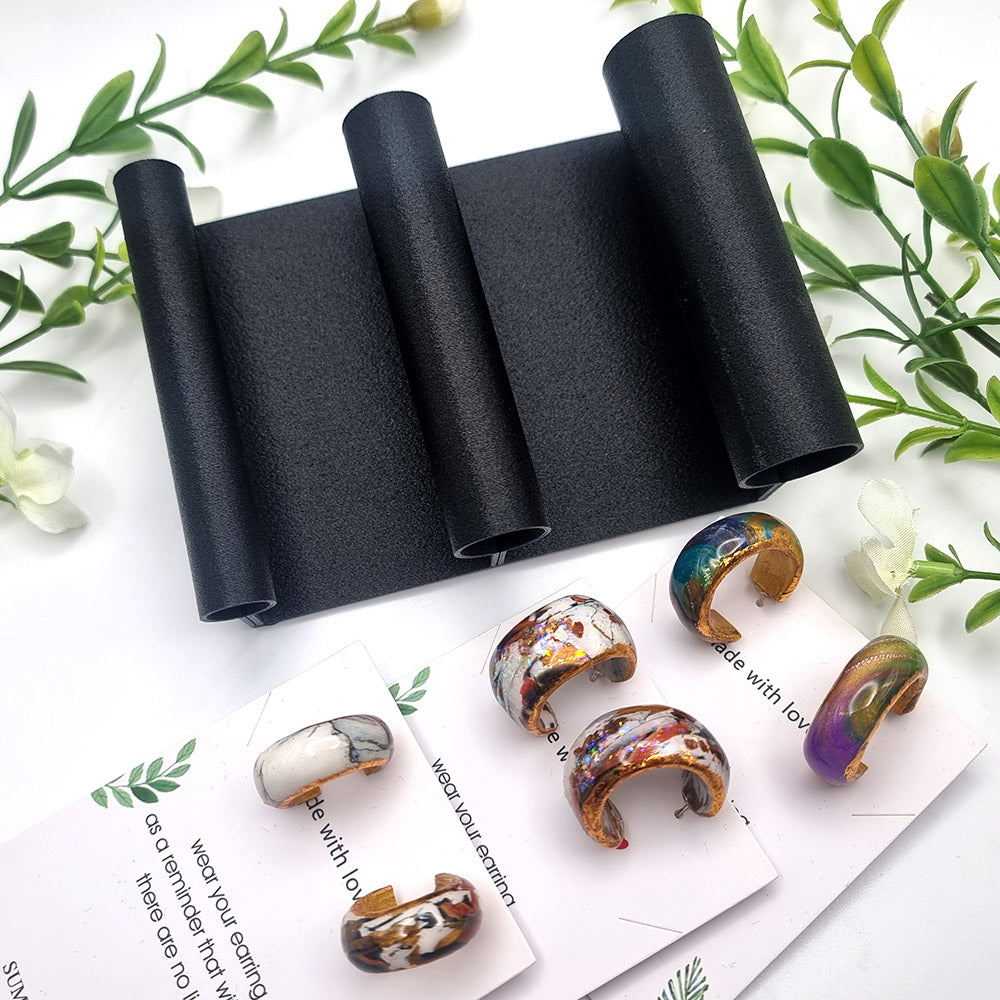 Huggie-style earrings baking base with three tube sizes for polymer clay