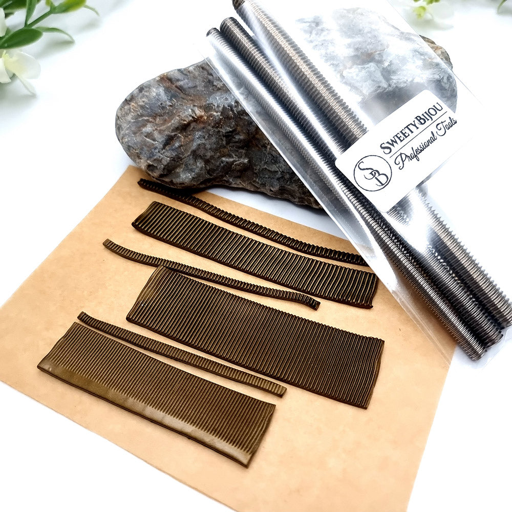 Set of 3 textured metal rod tool for polymer clay