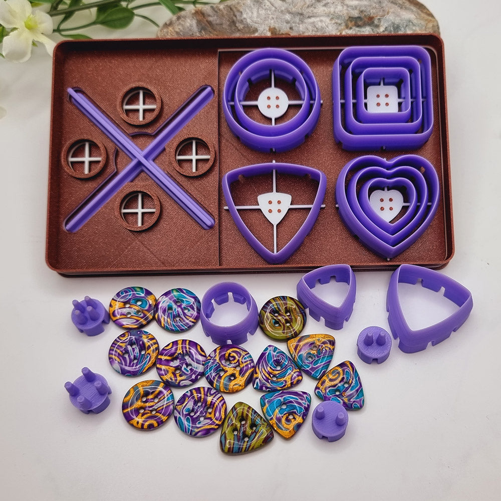 SweetyBijou Buttons Toolkit Set 1 polymer clay button maker with cutters and center pins