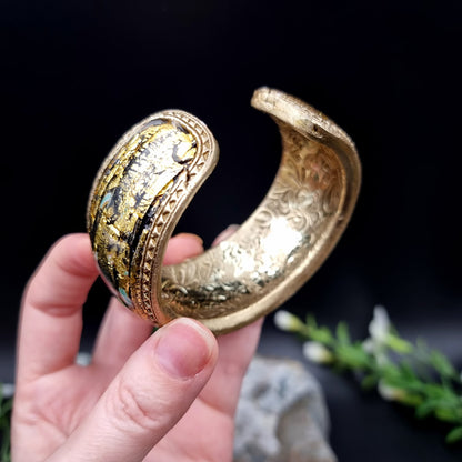 Bluish Mosaic with Gold Foils Polymer Clay Bracelet