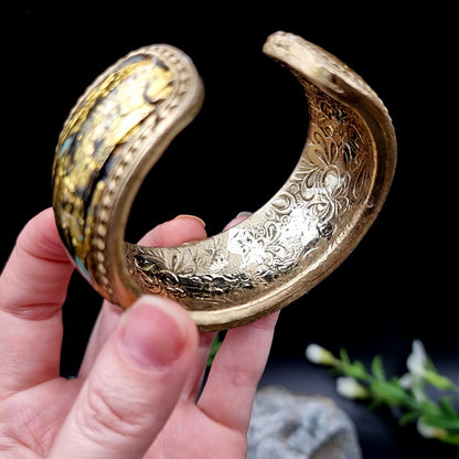 Bluish Mosaic with Gold Foils Polymer Clay Bracelet