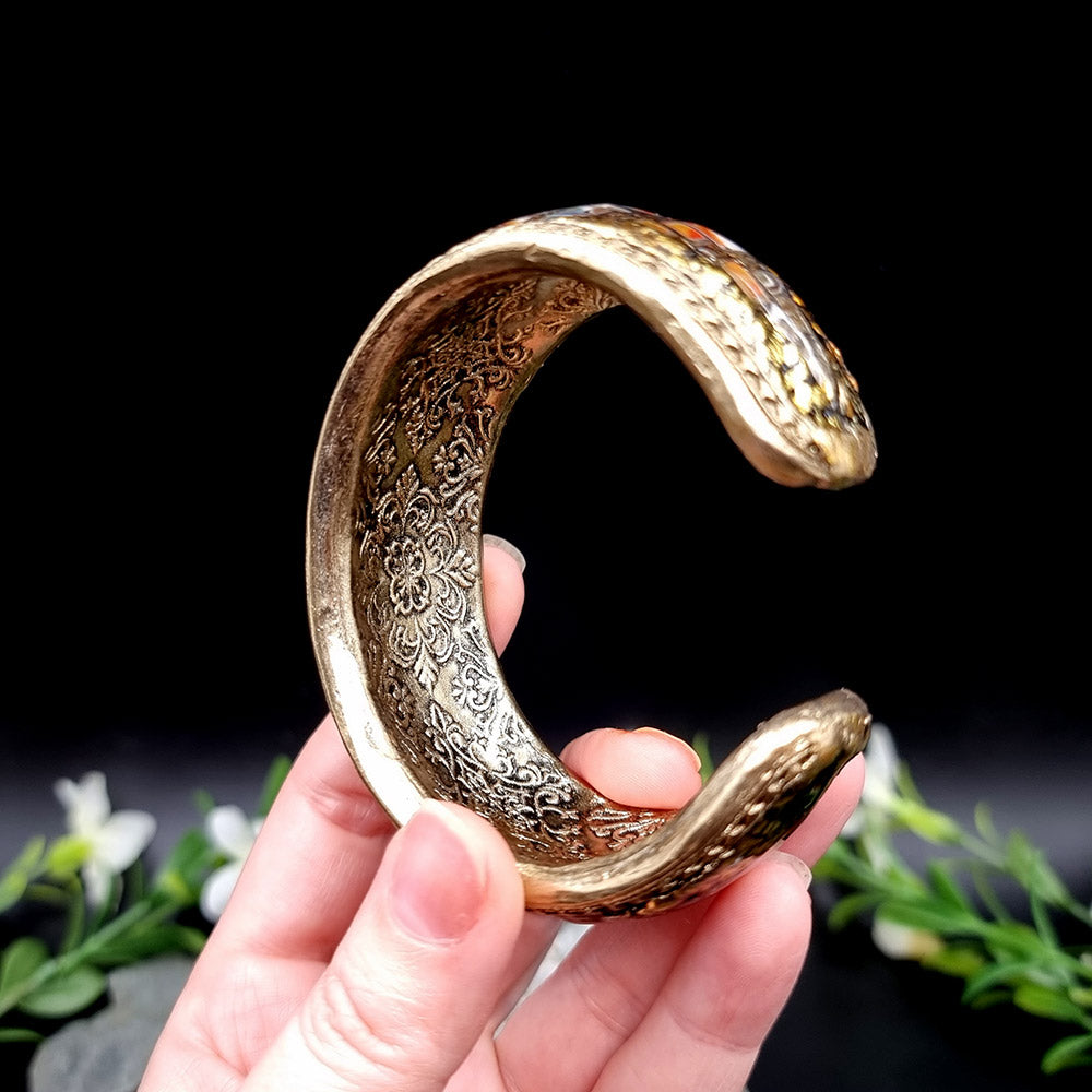 Multicolor Mosaic with Gold Foils Polymer Clay Bracelet