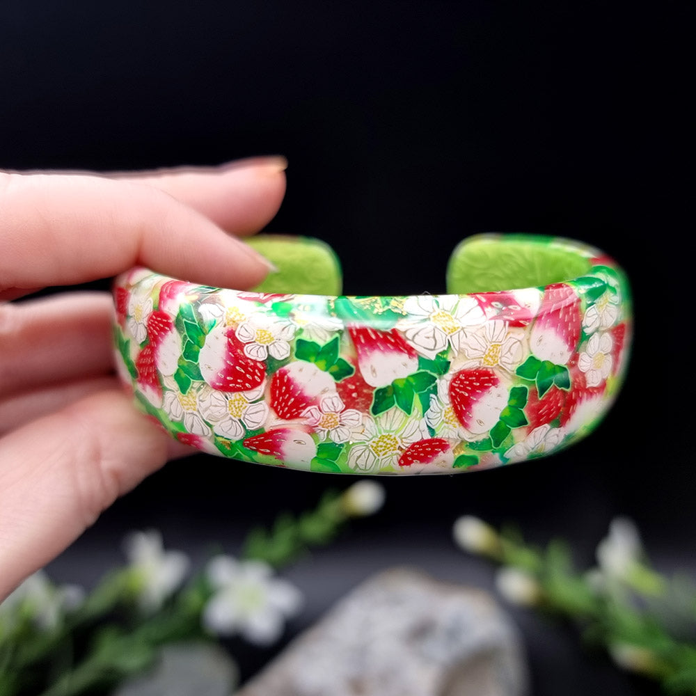 Strawberry Summer Time Polymer Clay Bracelet
