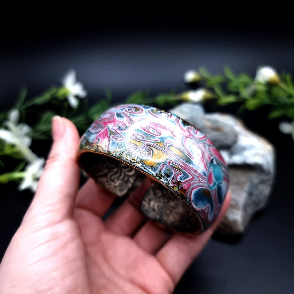 Pinkish Summer Polymer Clay Bracelet