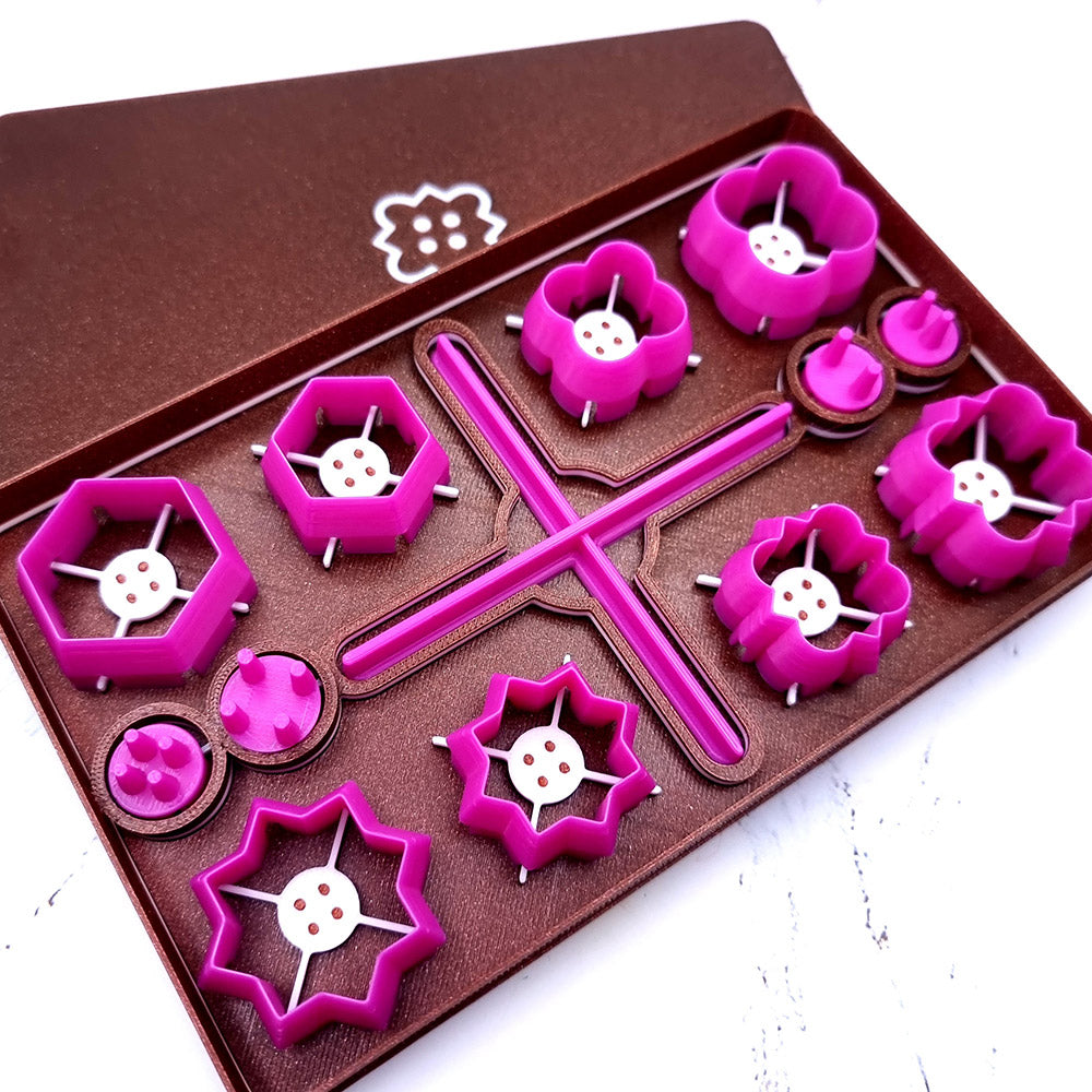 SweetyBijou Buttons Toolkit Set 2 polymer clay button maker, four shapes in two sizes