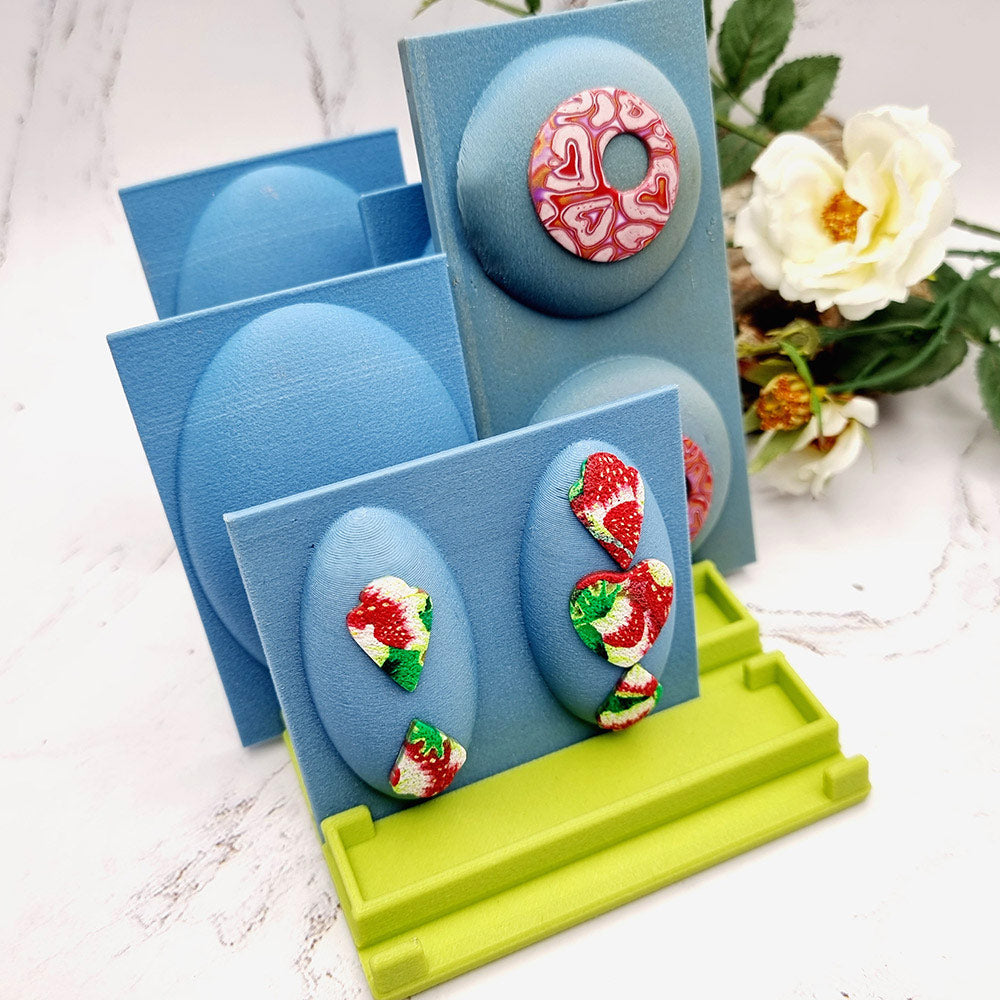 Baking base holder with angled slots for polymer clay baking