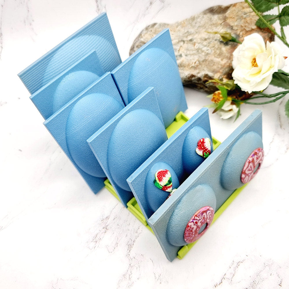 Baking base holder with angled slots for polymer clay baking