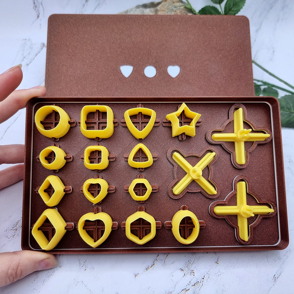 SweetyBijou Buttons Toolkit Set 5 mini polymer clay button maker, 14 shapes and 3 hole parts