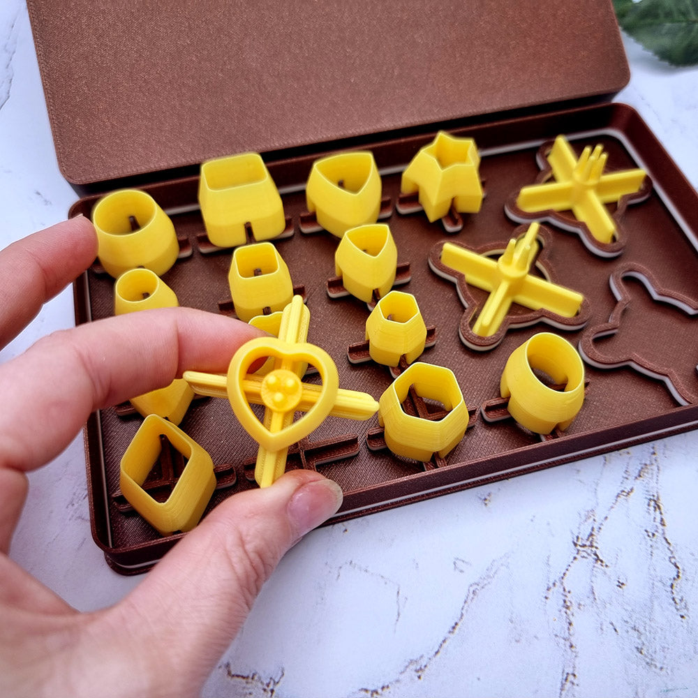 SweetyBijou Buttons Toolkit Set 5 mini polymer clay button maker, 14 shapes and 3 hole parts