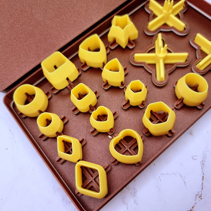 Buttons Toolkit Set 5: 6 Tiny + 8 Mini Shapes with 3 Hole Making Variants