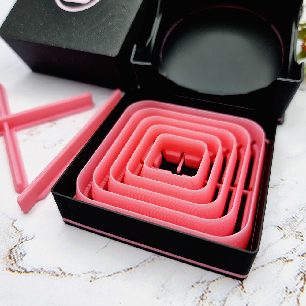 5 Rounded Square Cutters in Set - Perfectly Aligned Imprint Cutters #12