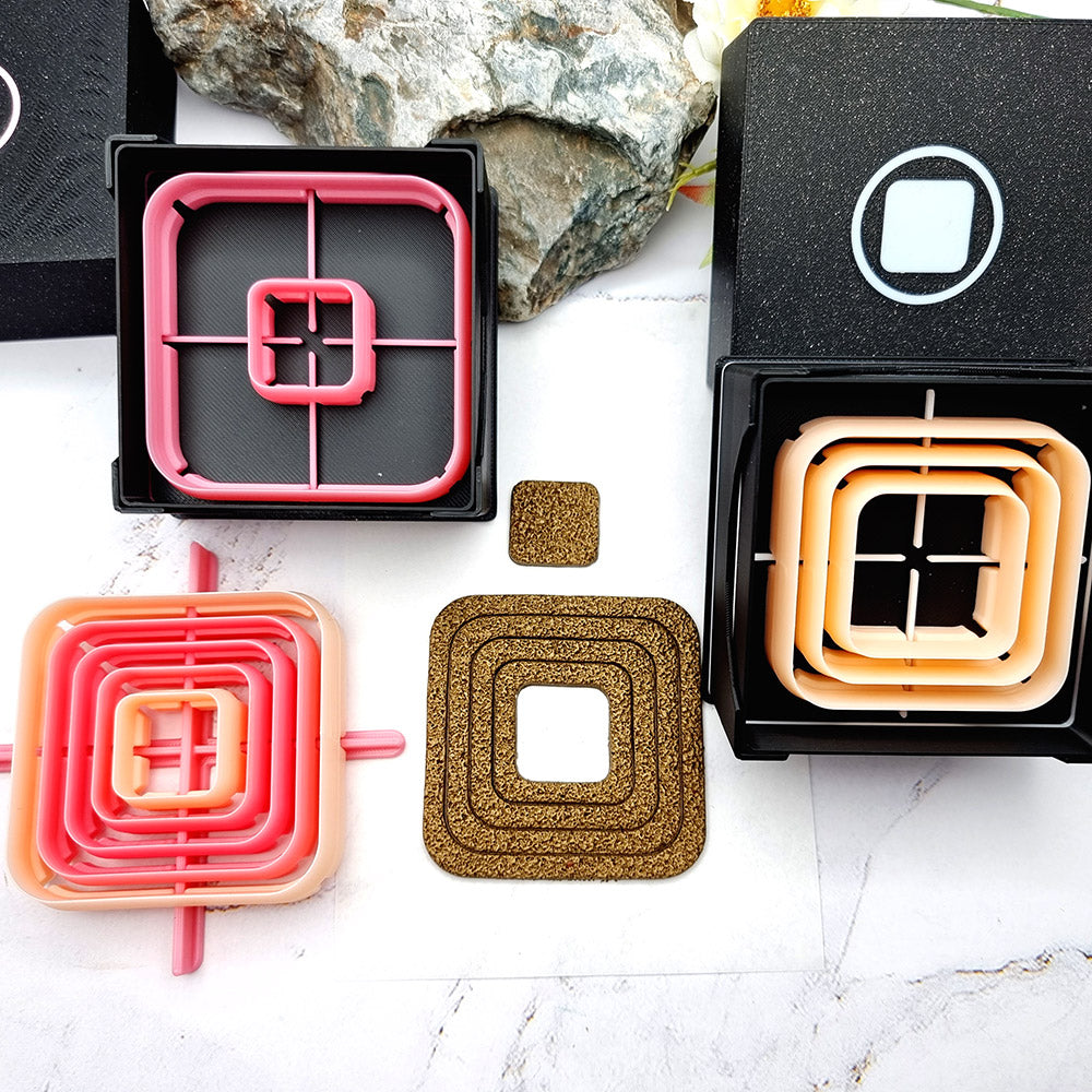 5 Rounded Square Cutters in Set - Perfectly Aligned Imprint Cutters #12