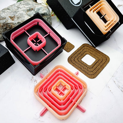 5 Rounded Square Cutters in Set - Perfectly Aligned Imprint Cutters #12