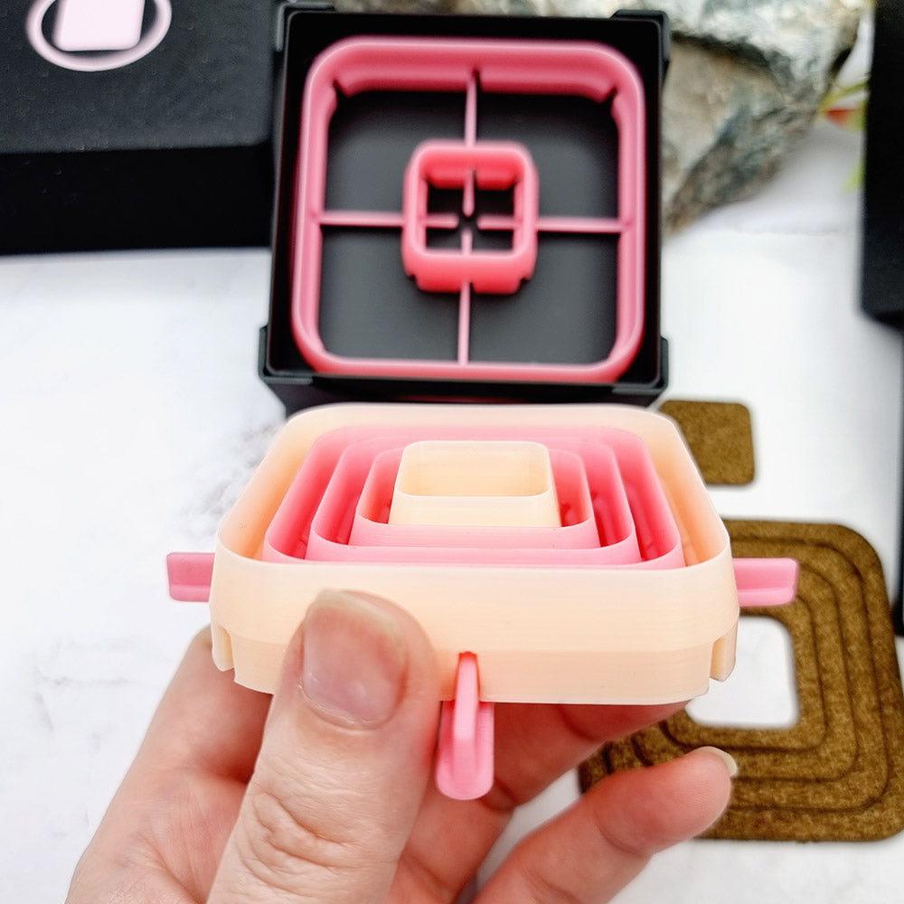 5 Rounded Square Cutters in Set - Perfectly Aligned Imprint Cutters #12