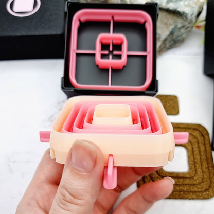 5 Rounded Square Cutters in Set - Perfectly Aligned Imprint Cutters #12