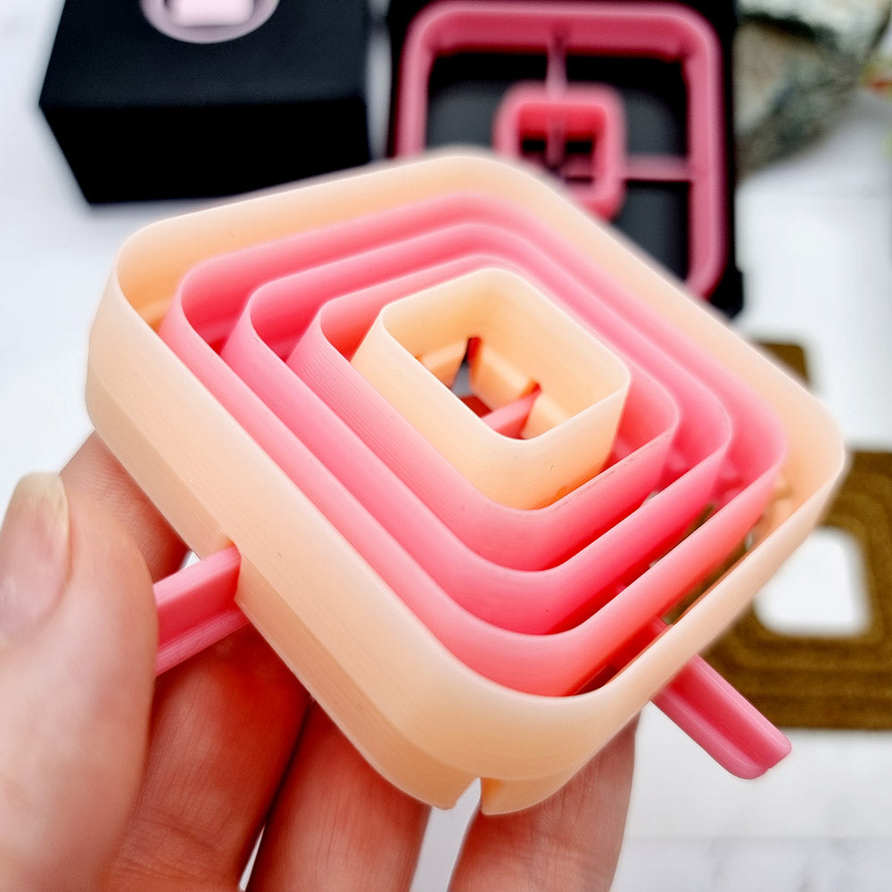5 Rounded Square Cutters in Set - Perfectly Aligned Imprint Cutters #12