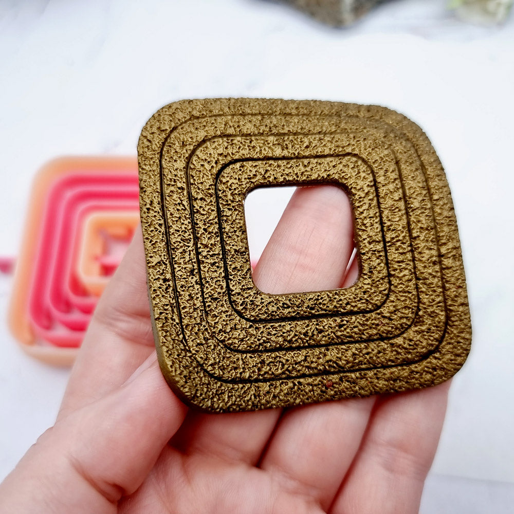 5 Rounded Square Cutters in Set - Perfectly Aligned Imprint Cutters #12