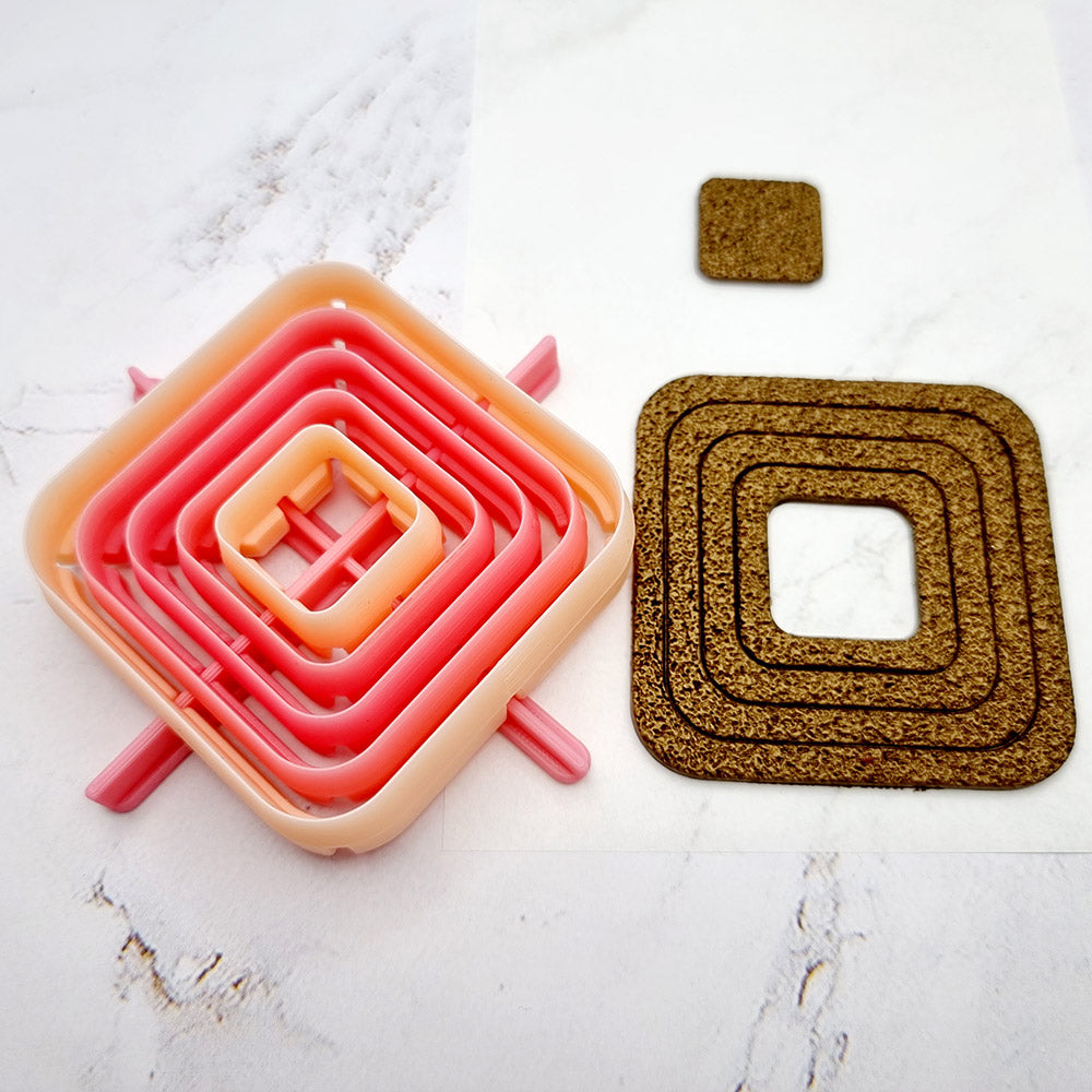 5 Rounded Square Cutters in Set - Perfectly Aligned Imprint Cutters #12