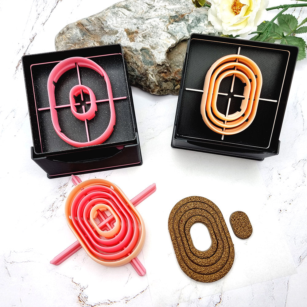 5 Rounded Rectangle Cutters in Set - Perfectly Aligned Imprint Cutters #14