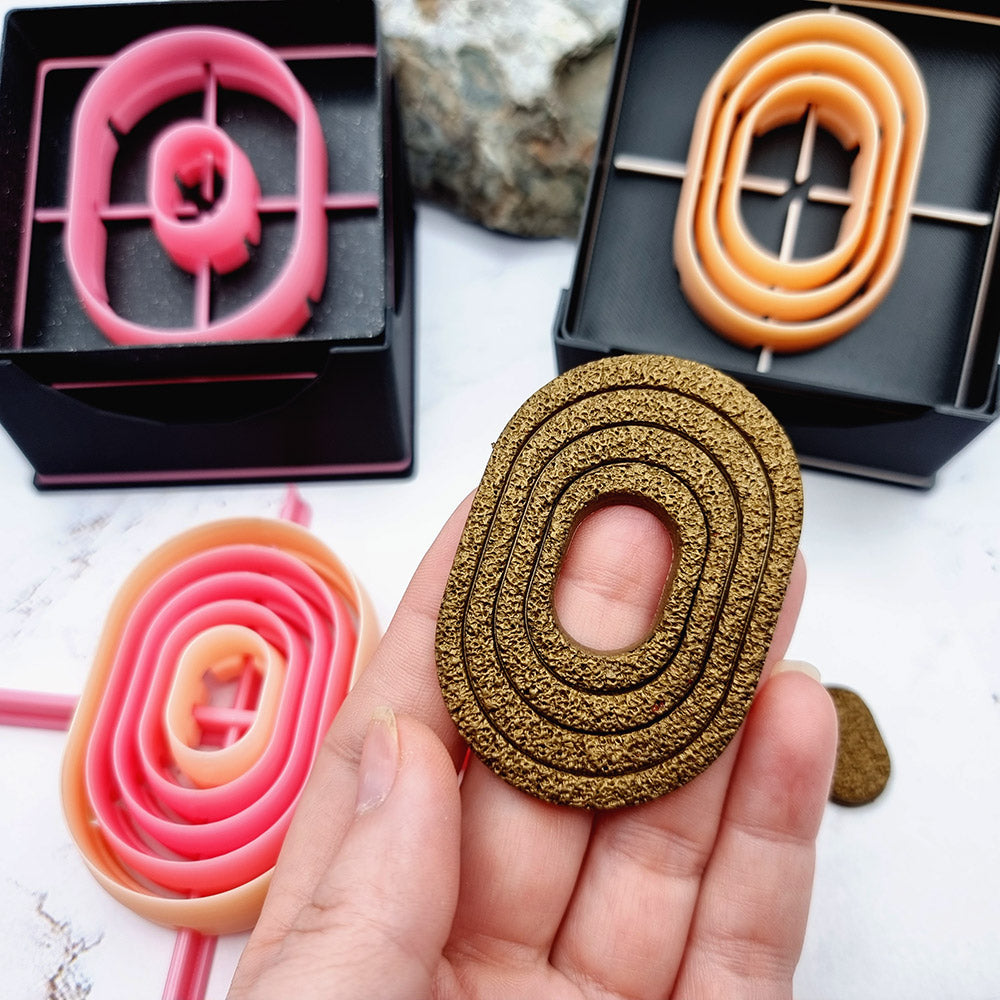 5 Rounded Rectangle Cutters in Set - Perfectly Aligned Imprint Cutters #14