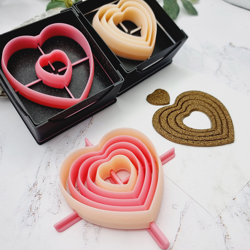 5 Heart Cutters in Set - Perfectly Aligned Imprint Cutters #15