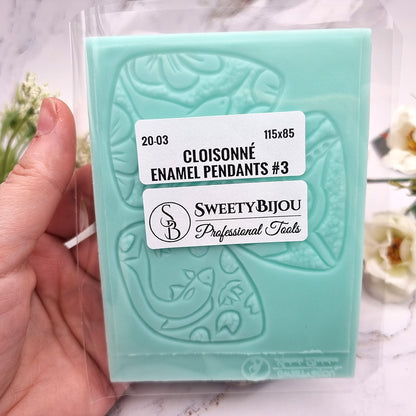 Silicone Texture - Cloisonne Enamel Pendants #3