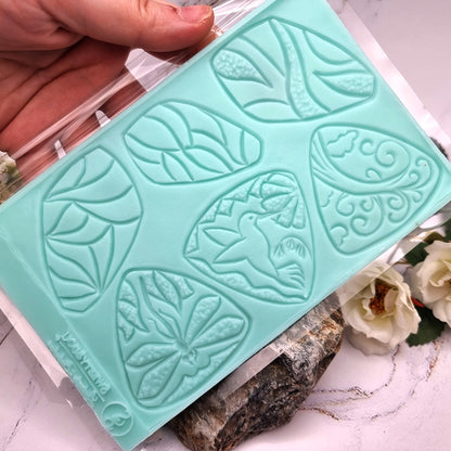 Silicone Texture - Large Cloisonne Enamel Pendants #1