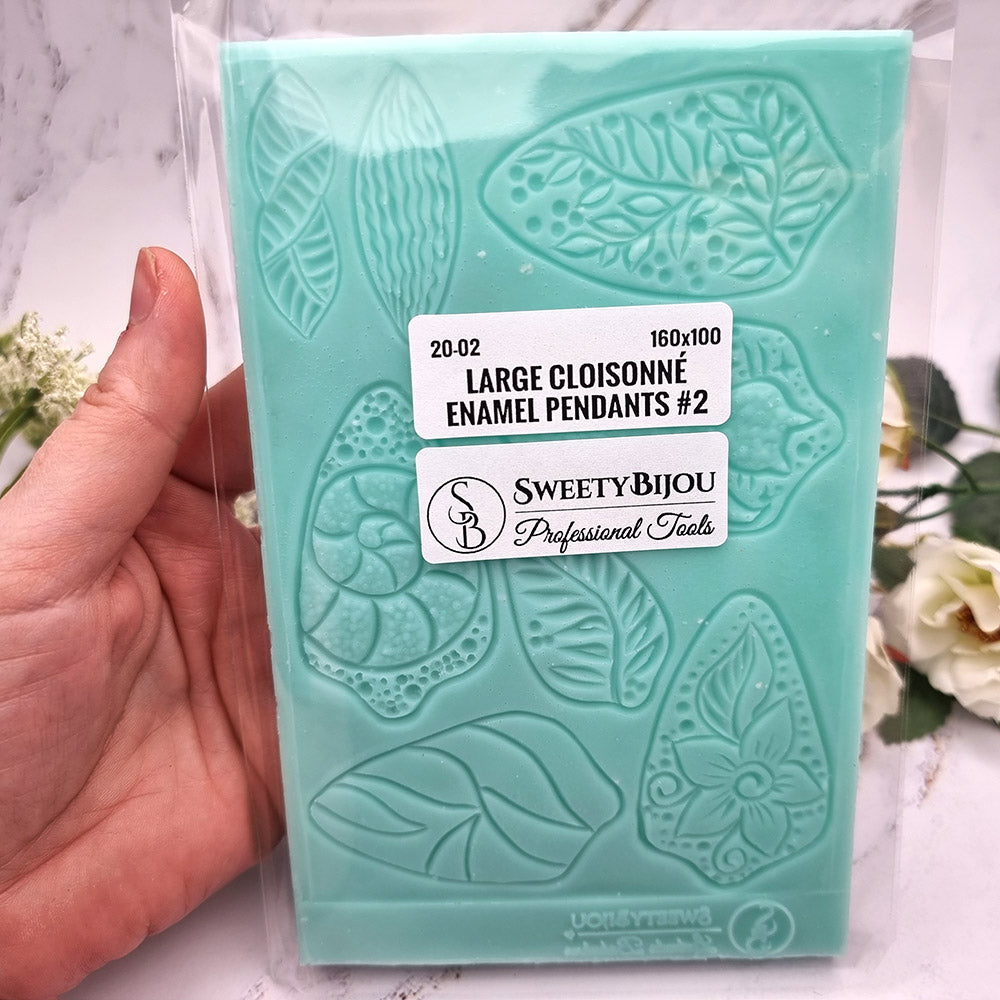 Silicone Texture - Large Cloisonne Enamel Pendants #2