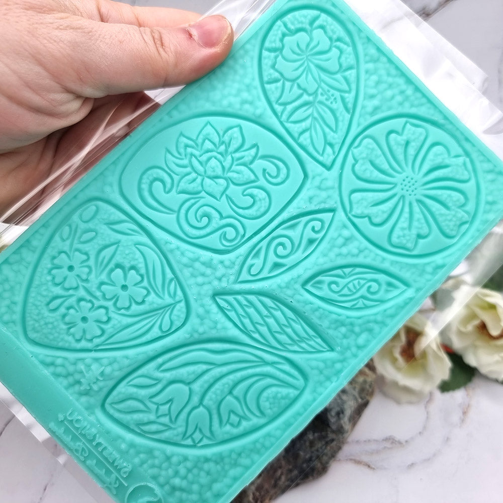 Silicone Texture - Large Cloisonne Enamel - Flowers