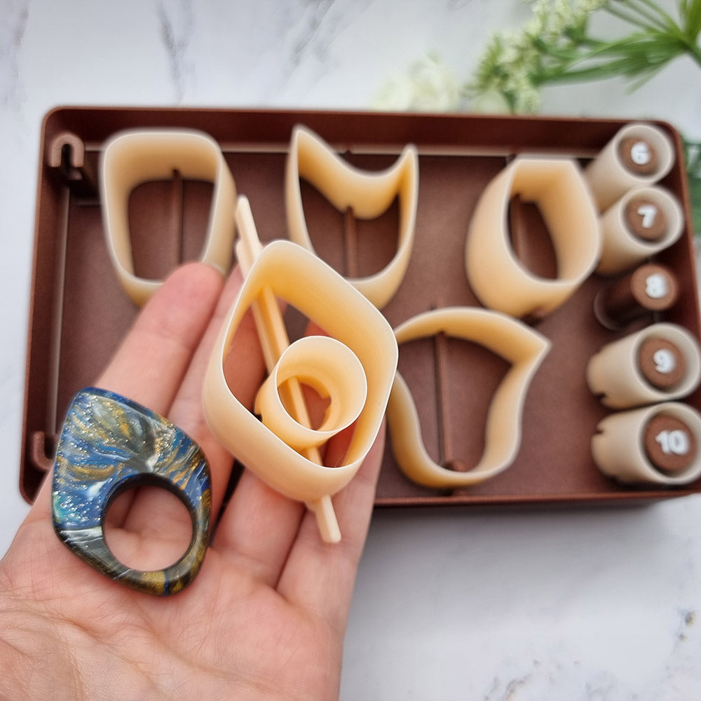 Ring Maker Toolkit Set 1 – 5 Unique Shapes + 5 Ring Size Cutters (US 6–10)