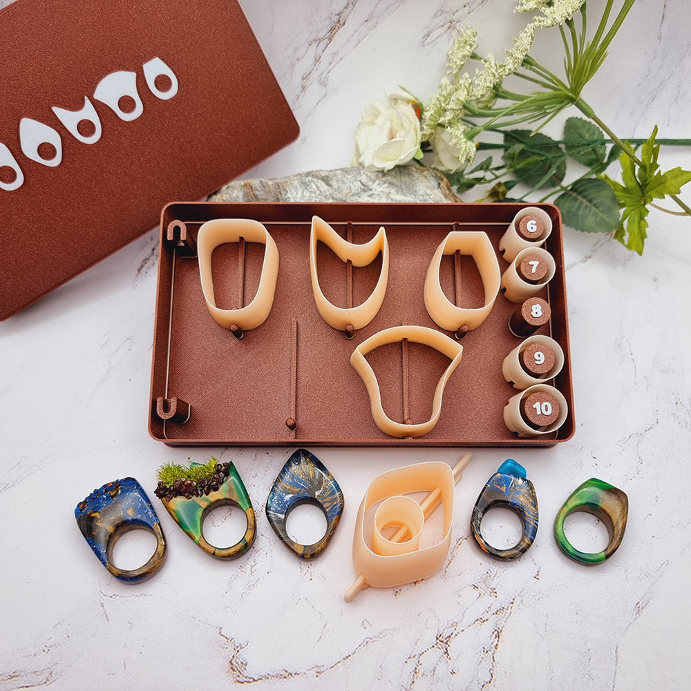 Ring Maker Toolkit Set 1 – 5 Unique Shapes + 5 Ring Size Cutters (US 6–10)