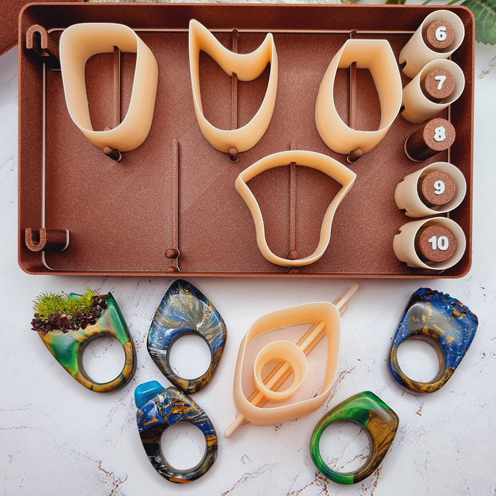 Ring Maker Toolkit Set 1 – 5 Unique Shapes + 5 Ring Size Cutters (US 6–10)
