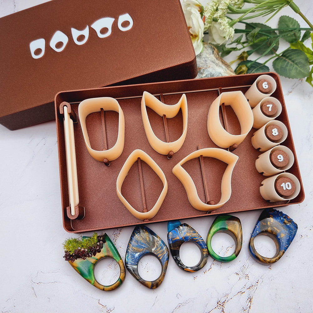 SweetyBijou Ring Maker Toolkit Set 1 polymer clay ring maker with 5 shape cutters and 5 size cutters