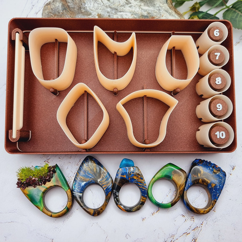 Ring Maker Toolkit Set 1 – 5 Unique Shapes + 5 Ring Size Cutters (US 6–10)