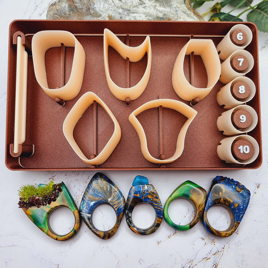 Ring Maker Toolkit Set 1 – 5 Unique Shapes + 5 Ring Size Cutters (US 6–10)