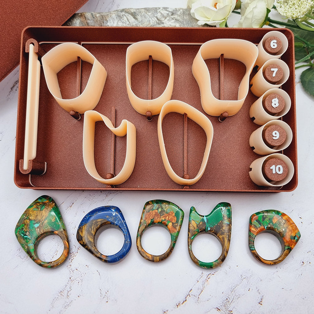 Ring Maker Toolkit Set 3 – 5 Unique Shapes + 5 Ring Size Cutters (US 6–10)