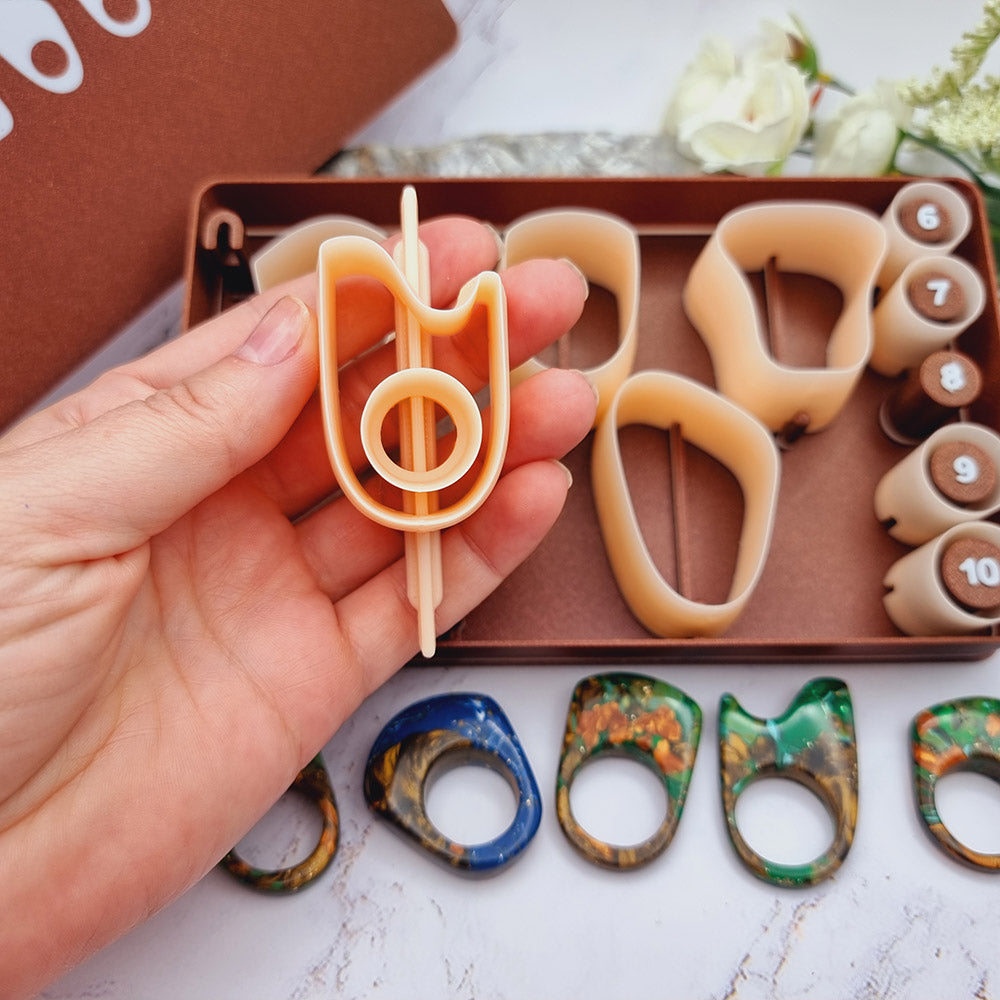 Ring Maker Toolkit Set 3 – 5 Unique Shapes + 5 Ring Size Cutters (US 6–10)