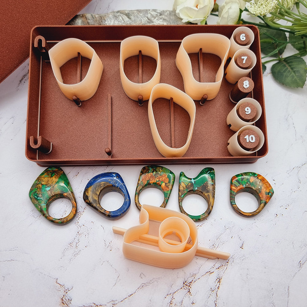 Ring Maker Toolkit Set 3 – 5 Unique Shapes + 5 Ring Size Cutters (US 6–10)