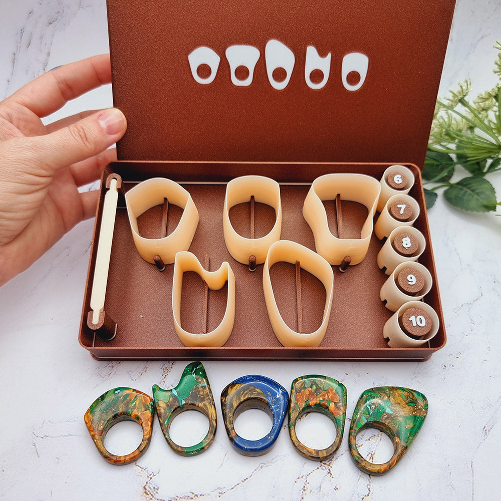 Ring Maker Toolkit Set 3 – 5 Unique Shapes + 5 Ring Size Cutters (US 6–10)