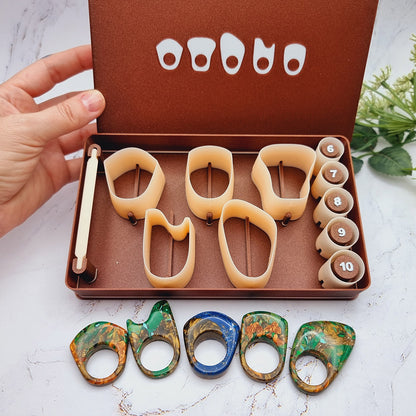 Ring Maker Toolkit Set 3 – 5 Unique Shapes + 5 Ring Size Cutters (US 6–10)