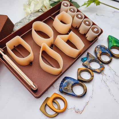 Ring Maker Toolkit Set 2 – 5 Unique Shapes + 5 Ring Size Cutters (US 6–10)
