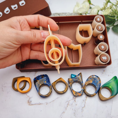 Ring Maker Toolkit Set 2 – 5 Unique Shapes + 5 Ring Size Cutters (US 6–10)